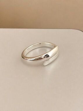 Silver Open Ring Adjustable Minimalist Wrap Band Ring Modern Fashion Jewelry